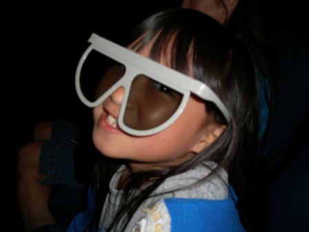 Kasen in her 3D glasses at the IMax